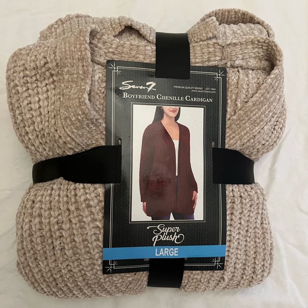 Seven7 Plush Chenille Cardigan, Large, NWT